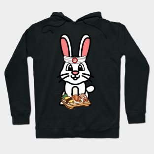 Funny white rabbit is a sushi chef Hoodie